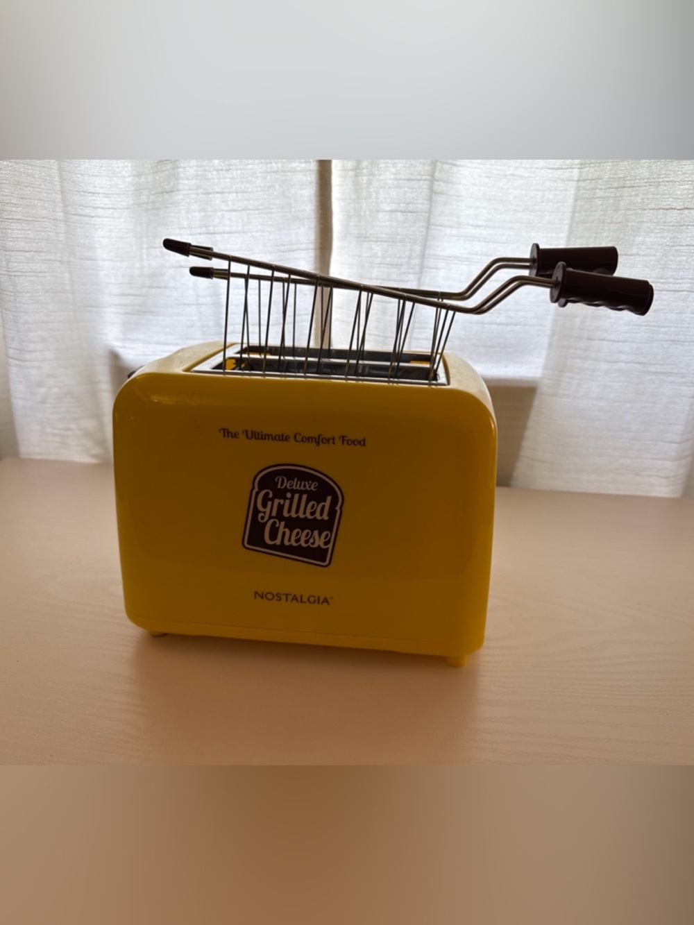 Nostalgia Yellow Deluxe Grilled Cheese Toaster with Removable Basket